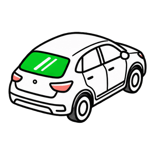 Voiture vue de trois quarts arrière, lunette arrière mise en évidence