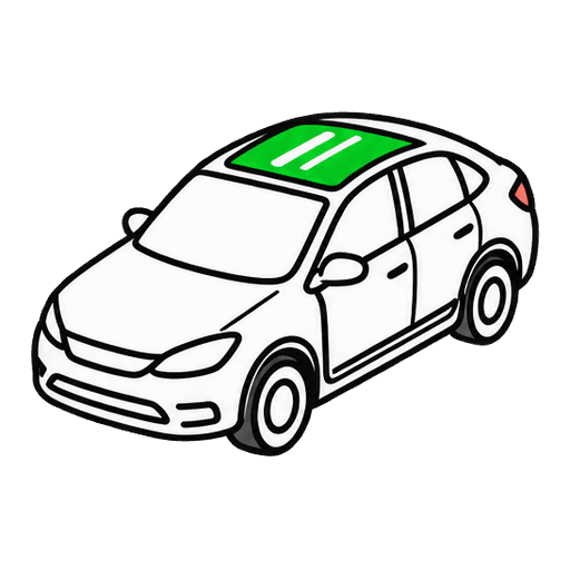 Voiture vue de dessus, toit vitré mis en évidence